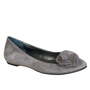 Bruno Premi gray suede ruffled flower ballerina flats EU 40 US 9